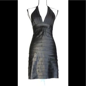 TEA/F BLACK LAYERED COCKTAIL PARTY MINI DRESS